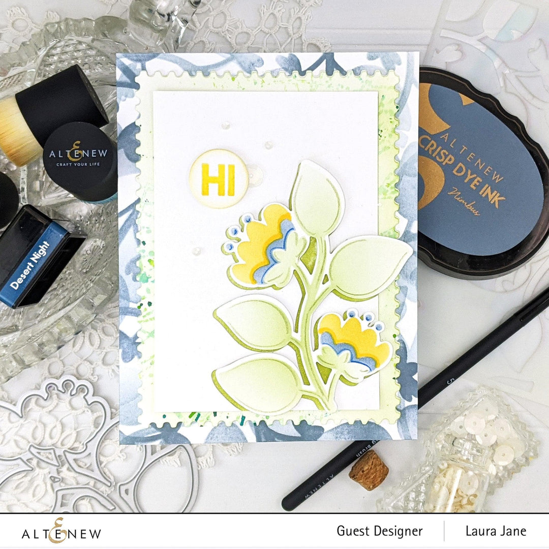 Altenew Stamp & Die & Stencil Bundle Folk Flowers Stamp & Die & Stencil Bundle