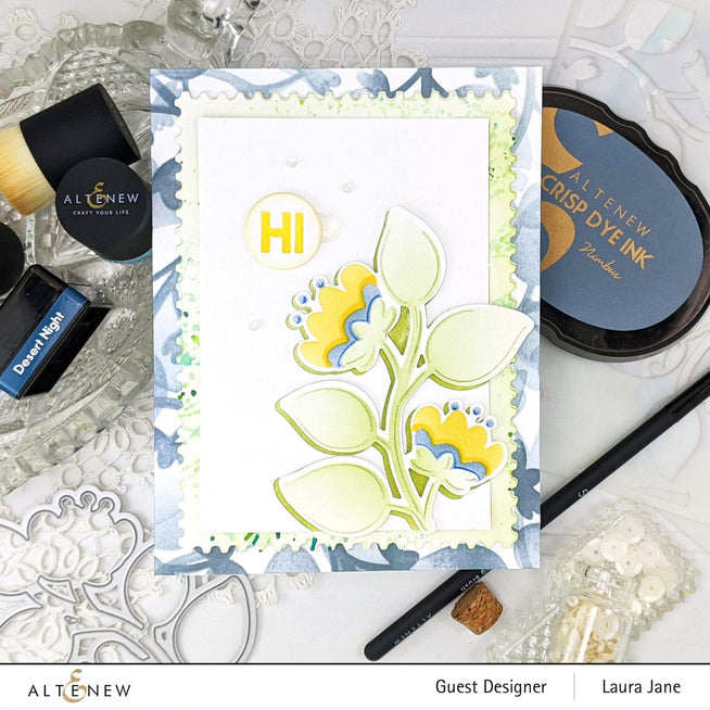 Altenew Stamp & Die & Stencil Bundle Folk Flowers Stamp & Die & Stencil Bundle