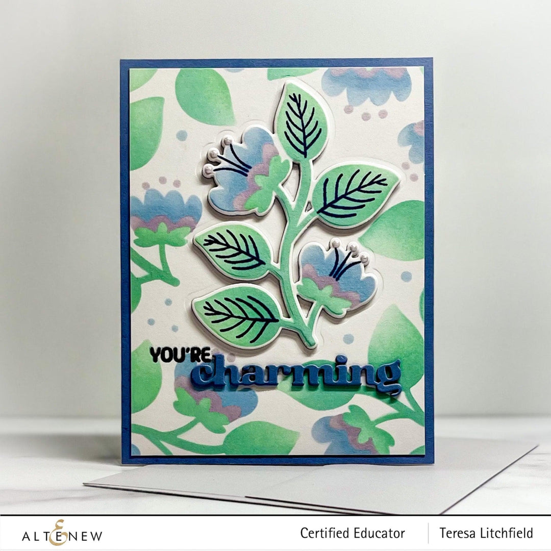 Altenew Stamp & Die & Stencil Bundle Folk Flowers Stamp & Die & Stencil Bundle