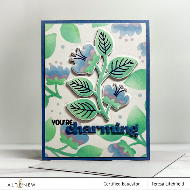 Altenew Stamp & Die & Stencil Bundle Folk Flowers Stamp & Die & Stencil Bundle