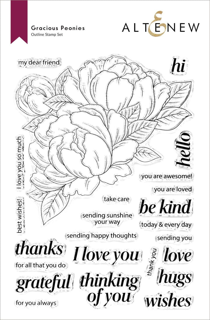 Altenew Stamp & Die & Stencil Bundle Gracious Peonies Complete Product Bundle