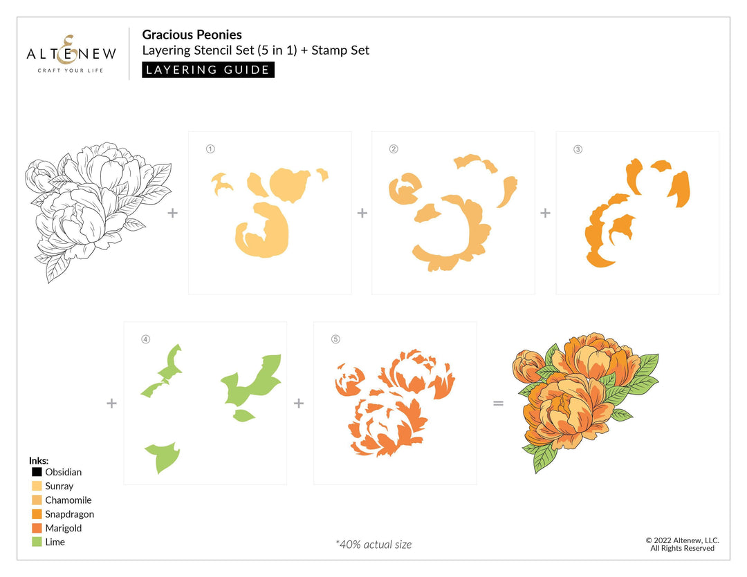 Altenew Stamp & Die & Stencil Bundle Gracious Peonies Complete Product Bundle