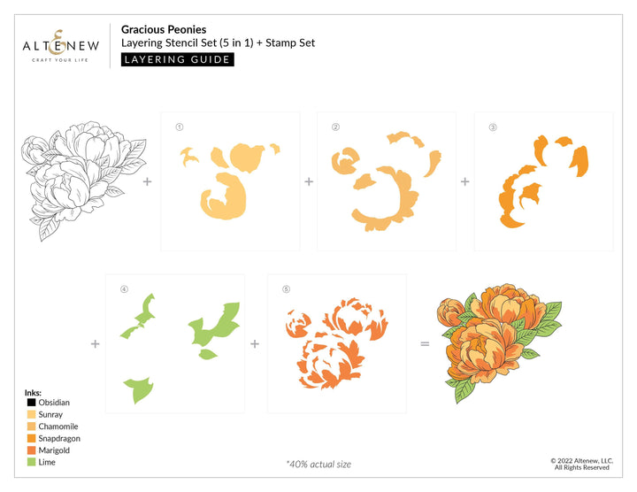 Altenew Stamp & Die & Stencil Bundle Gracious Peonies Complete Product Bundle
