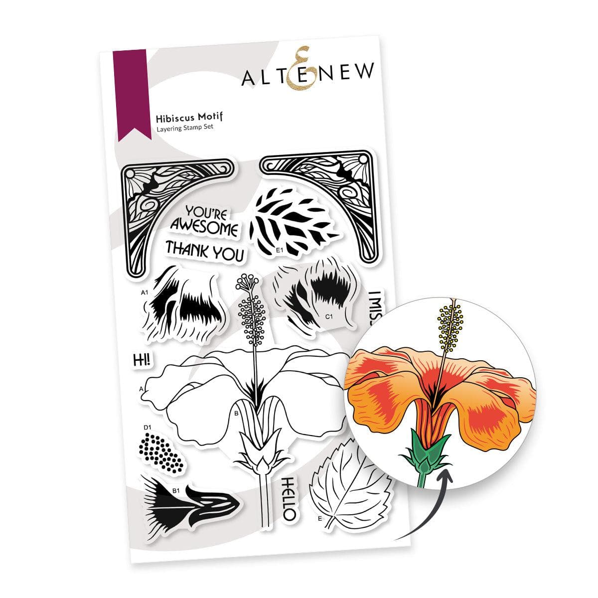 Altenew Stamp & Die & Stencil Bundle Hibiscus Motif