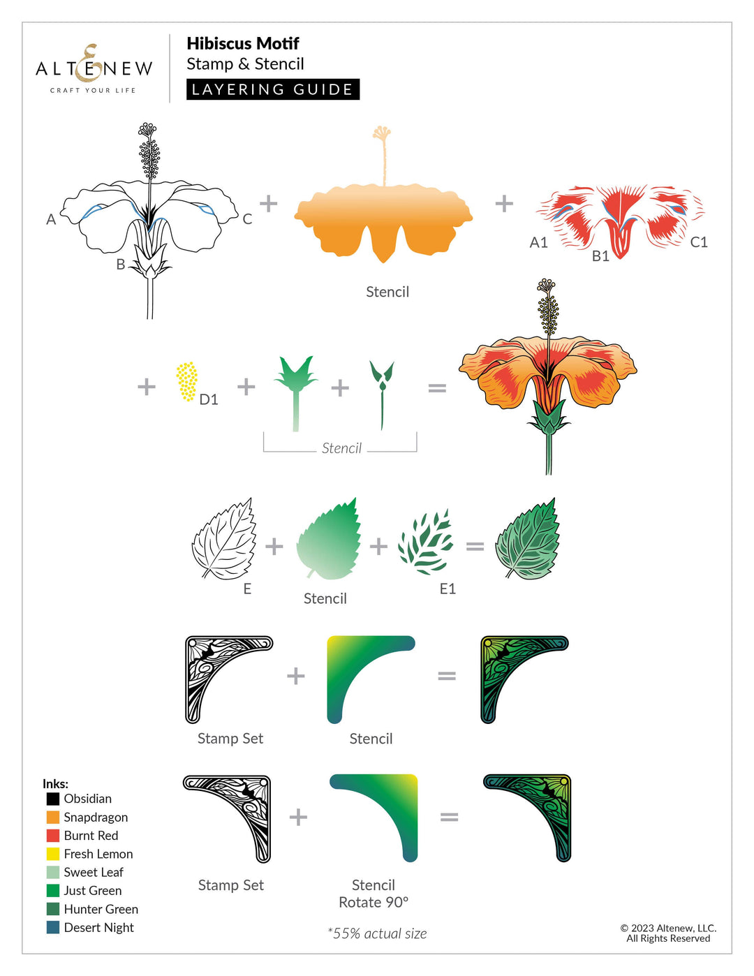 Altenew Stamp & Die & Stencil Bundle Hibiscus Motif