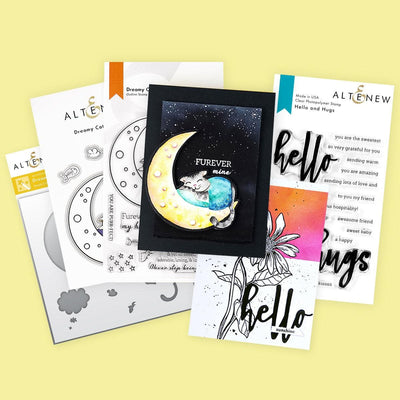 Altenew Stamp & Die & Stencil Bundle Hug Your Cat Stamp Bundle: Dreamy Cat Complete Bundle + Hello And Hugs Stamp Set