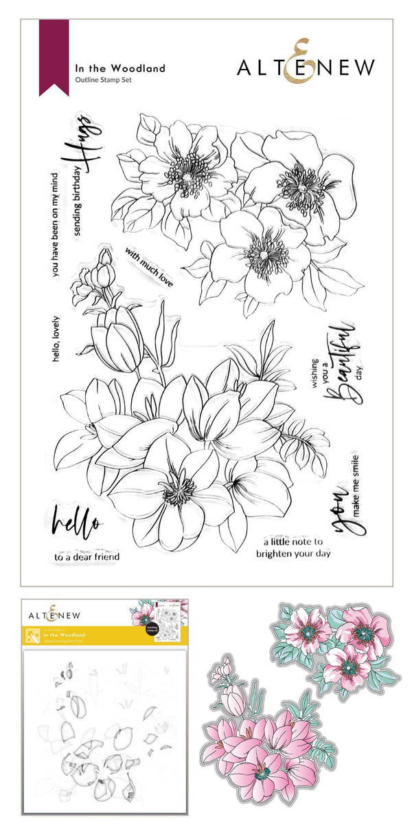 Altenew Stamp & Die & Stencil Bundle In the Woodland Stamp & Die & Coloring Stencil Bundle