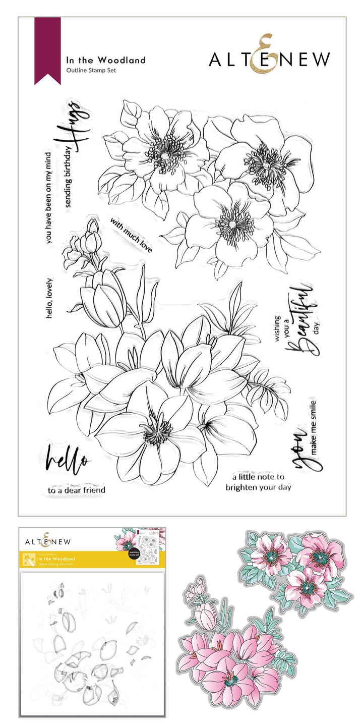 Altenew Stamp & Die & Stencil Bundle In the Woodland Stamp & Die & Coloring Stencil Bundle