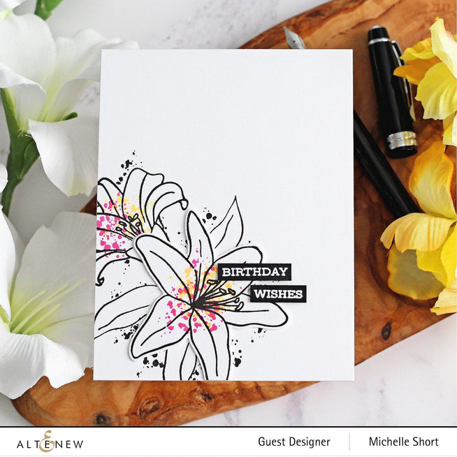Altenew Stamp & Die & Stencil Bundle Inky Lily Stamp & Die & Coloring Stencil Bundle