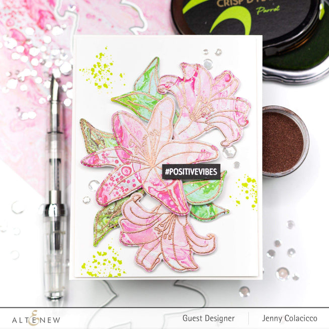 Altenew Stamp & Die & Stencil Bundle Inky Lily Stamp & Die & Coloring Stencil Bundle