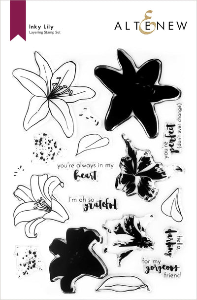 Altenew Stamp & Die & Stencil Bundle Inky Lily Stamp & Die & Coloring Stencil Bundle