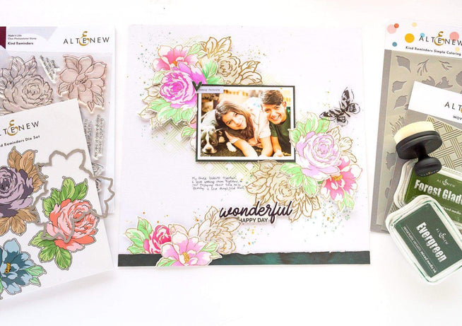 Altenew Stamp & Die & Stencil Bundle Kind Reminders Stamp & Die & Coloring Stencil Bundle