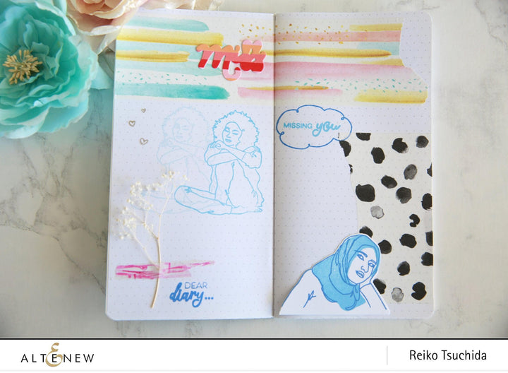 Altenew Stamp & Die & Stencil Bundle Linear Life: Daydreams Stamp & Die & Coloring Stencil Bundle