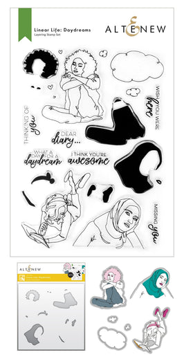 Altenew Stamp & Die & Stencil Bundle Linear Life: Daydreams Stamp & Die & Coloring Stencil Bundle