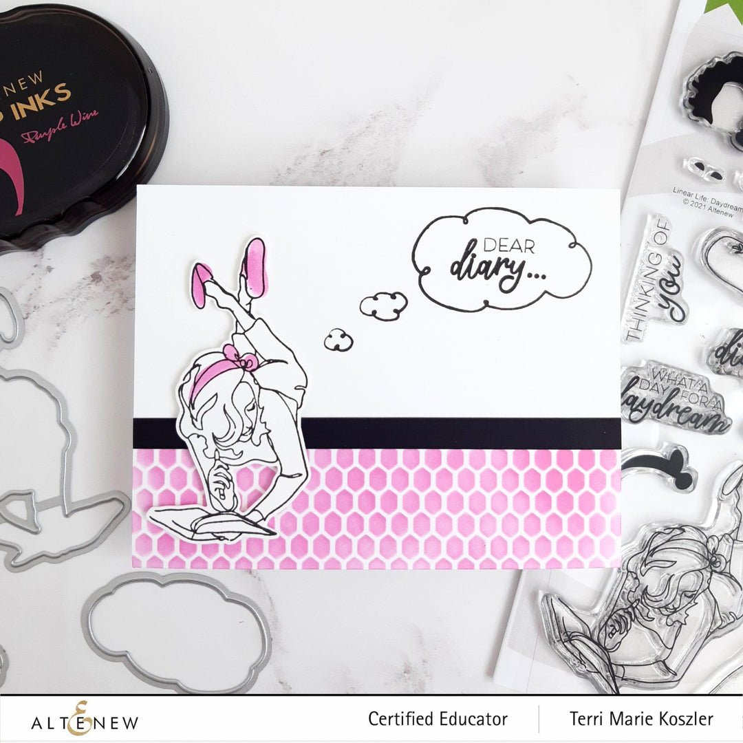 Altenew Stamp & Die & Stencil Bundle Linear Life: Daydreams Stamp & Die & Coloring Stencil Bundle