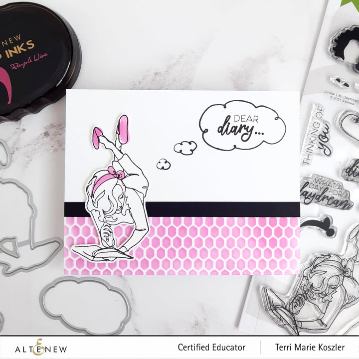 Altenew Stamp & Die & Stencil Bundle Linear Life: Daydreams Stamp & Die & Coloring Stencil Bundle