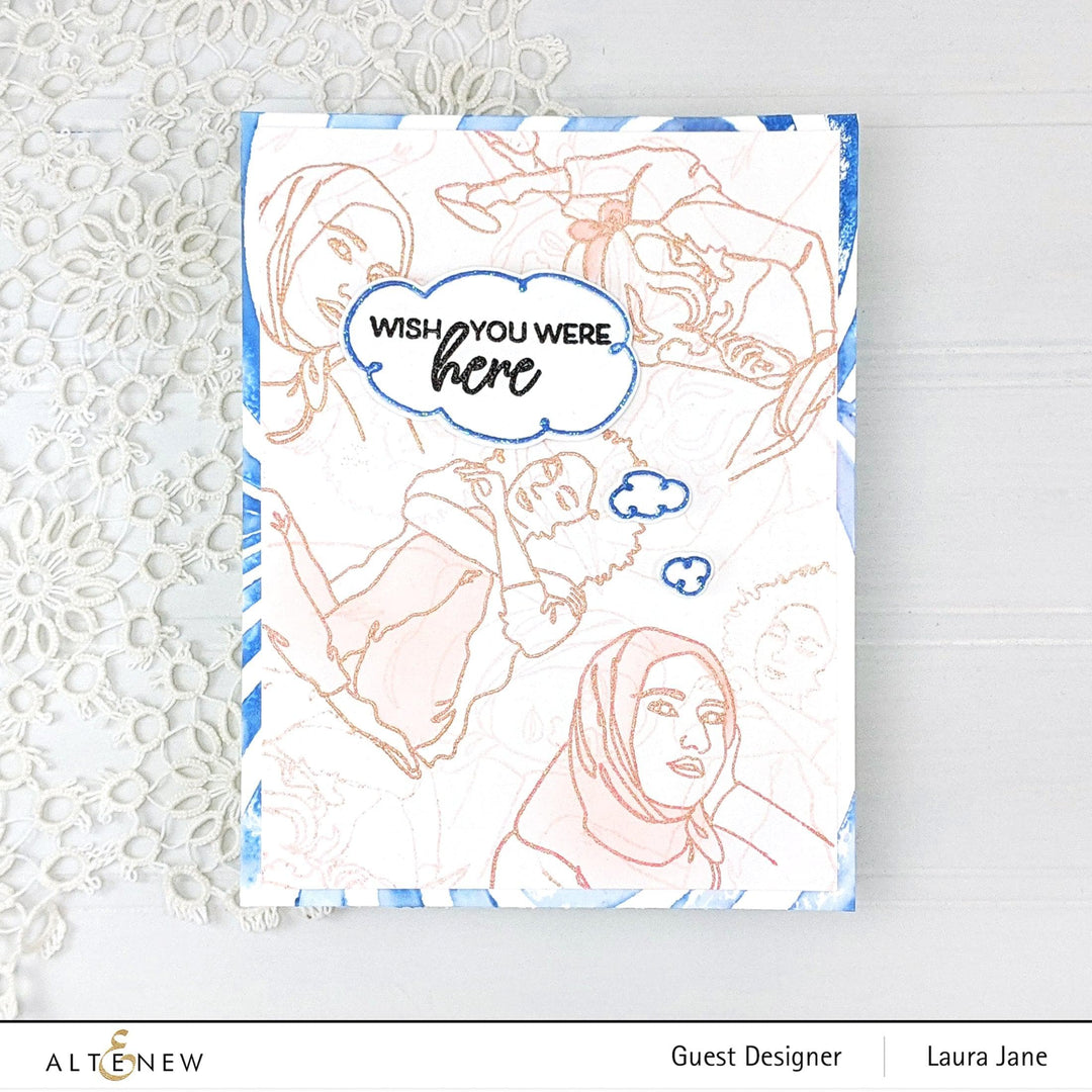 Altenew Stamp & Die & Stencil Bundle Linear Life: Daydreams Stamp & Die & Coloring Stencil Bundle