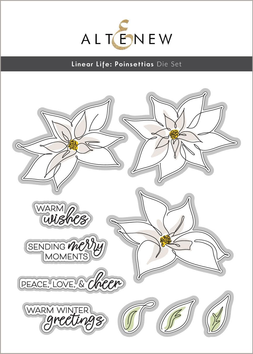 Altenew Stamp & Die & Stencil Bundle Linear Life Poinsettias