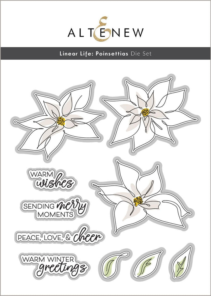 Altenew Stamp & Die & Stencil Bundle Linear Life Poinsettias