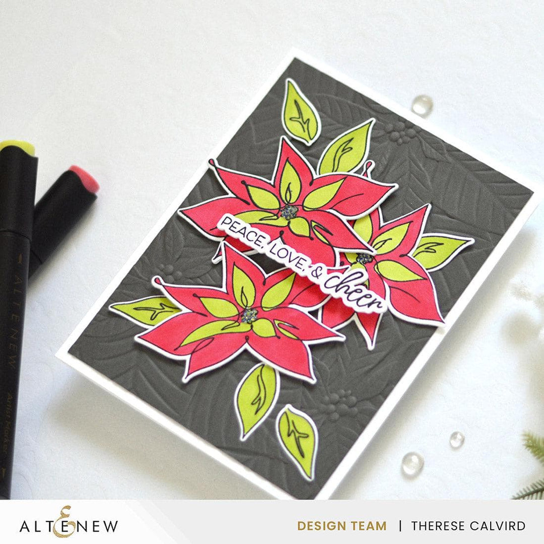 Altenew Stamp & Die & Stencil Bundle Linear Life Poinsettias