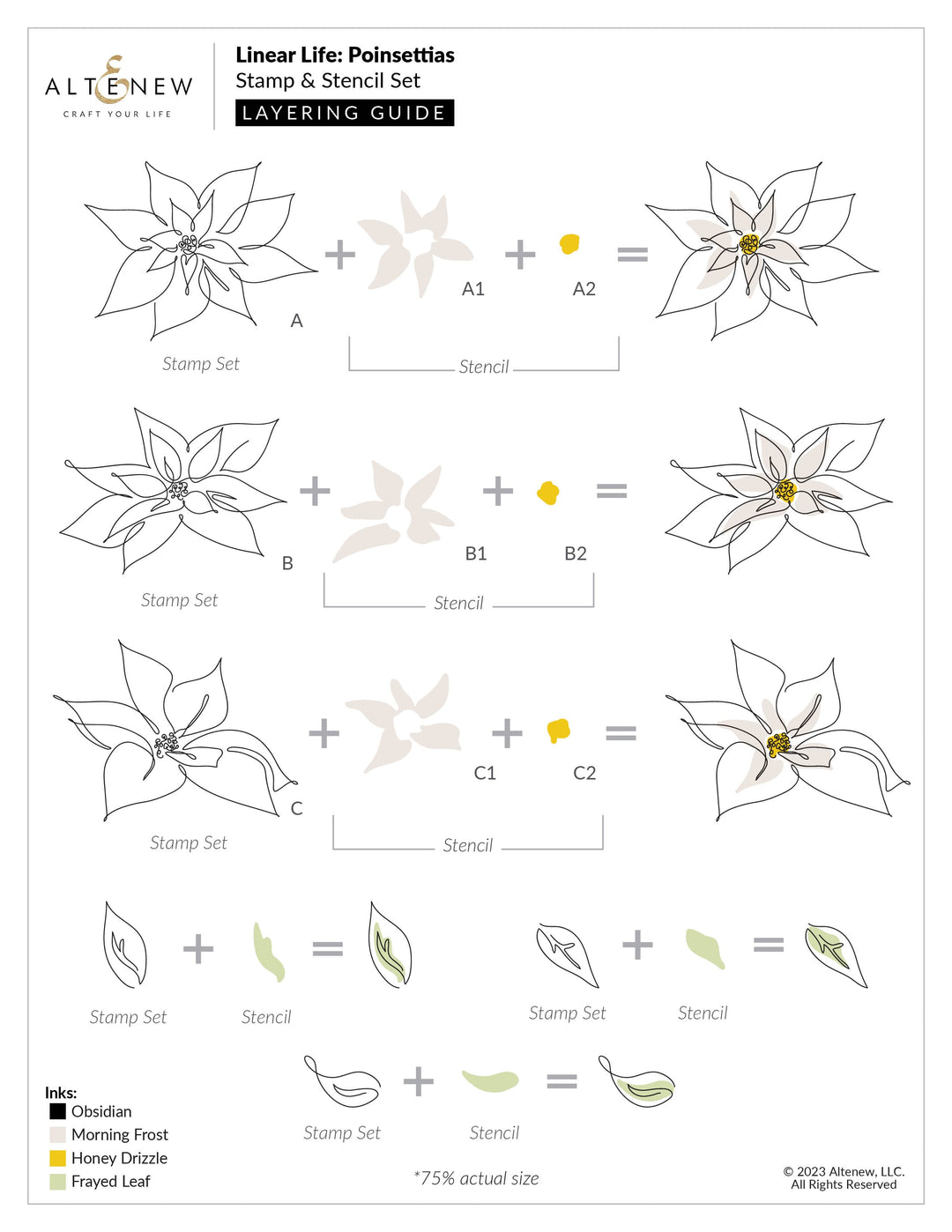Altenew Stamp & Die & Stencil Bundle Linear Life Poinsettias