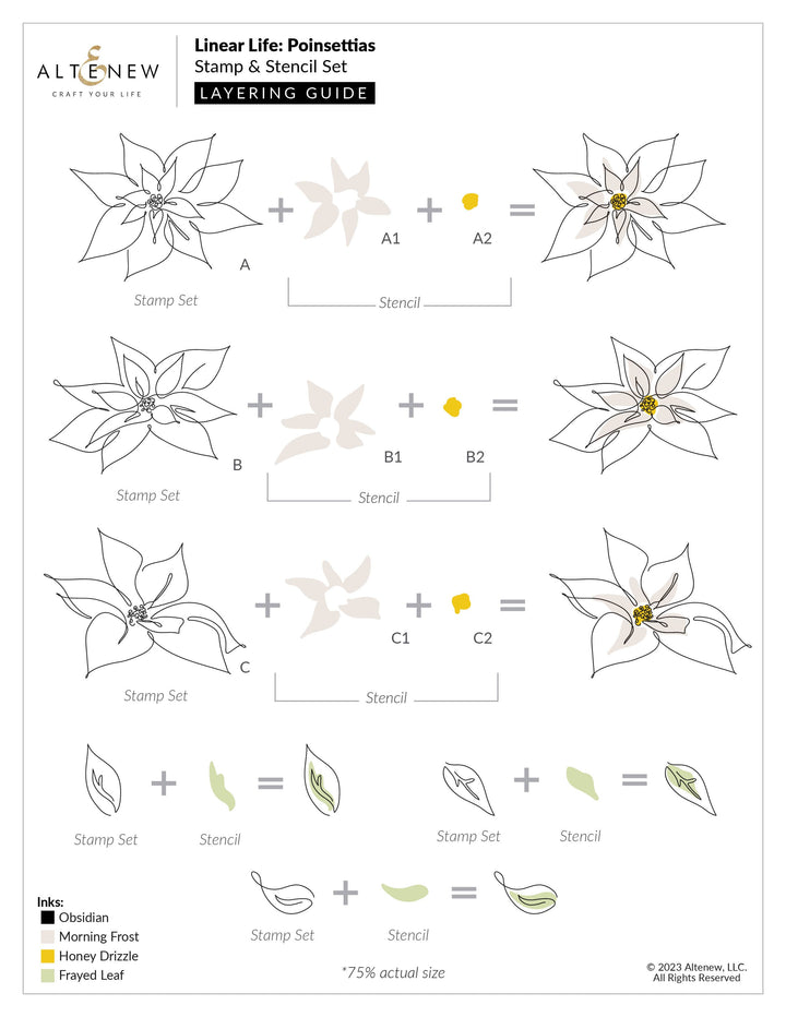 Altenew Stamp & Die & Stencil Bundle Linear Life Poinsettias
