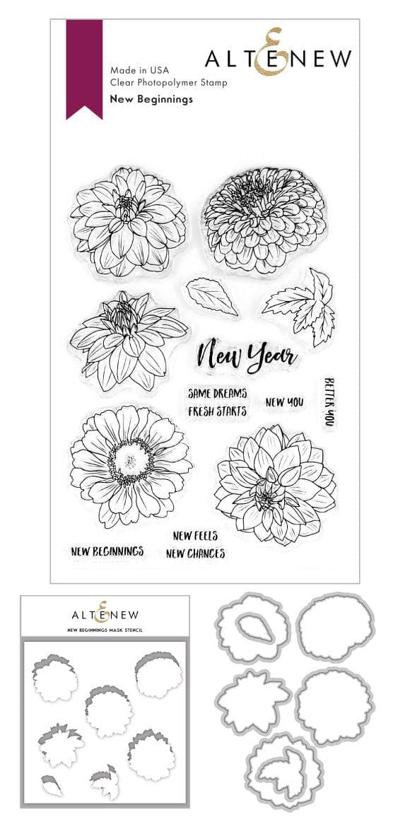 Altenew Stamp & Die & Stencil Bundle New Beginnings Stamp & Die & Mask Stencil Bundle