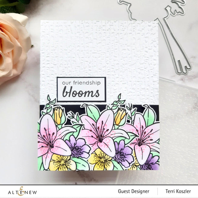 Altenew Stamp & Die & Stencil Bundle Our Friendship Blooms Stamp & Die & Coloring Stencil Bundle