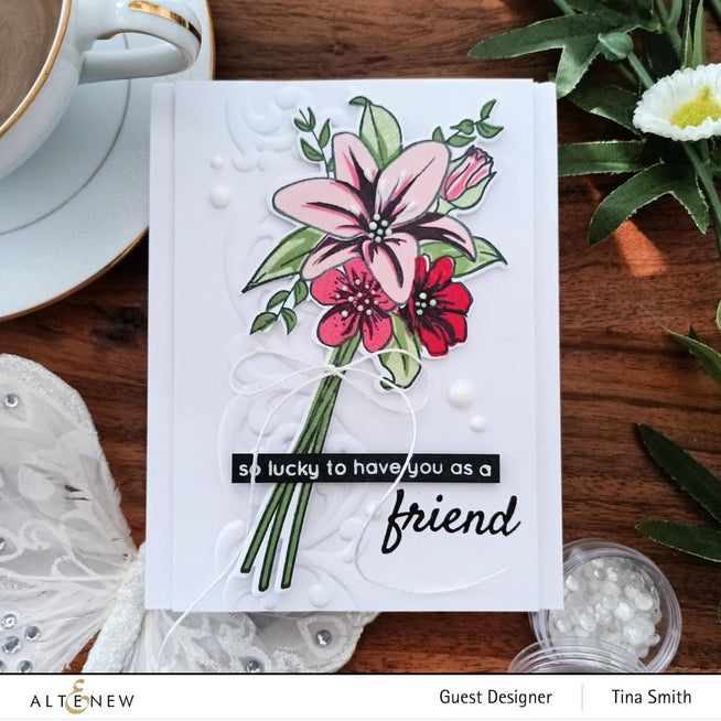 Altenew Stamp & Die & Stencil Bundle Our Friendship Blooms Stamp & Die & Coloring Stencil Bundle