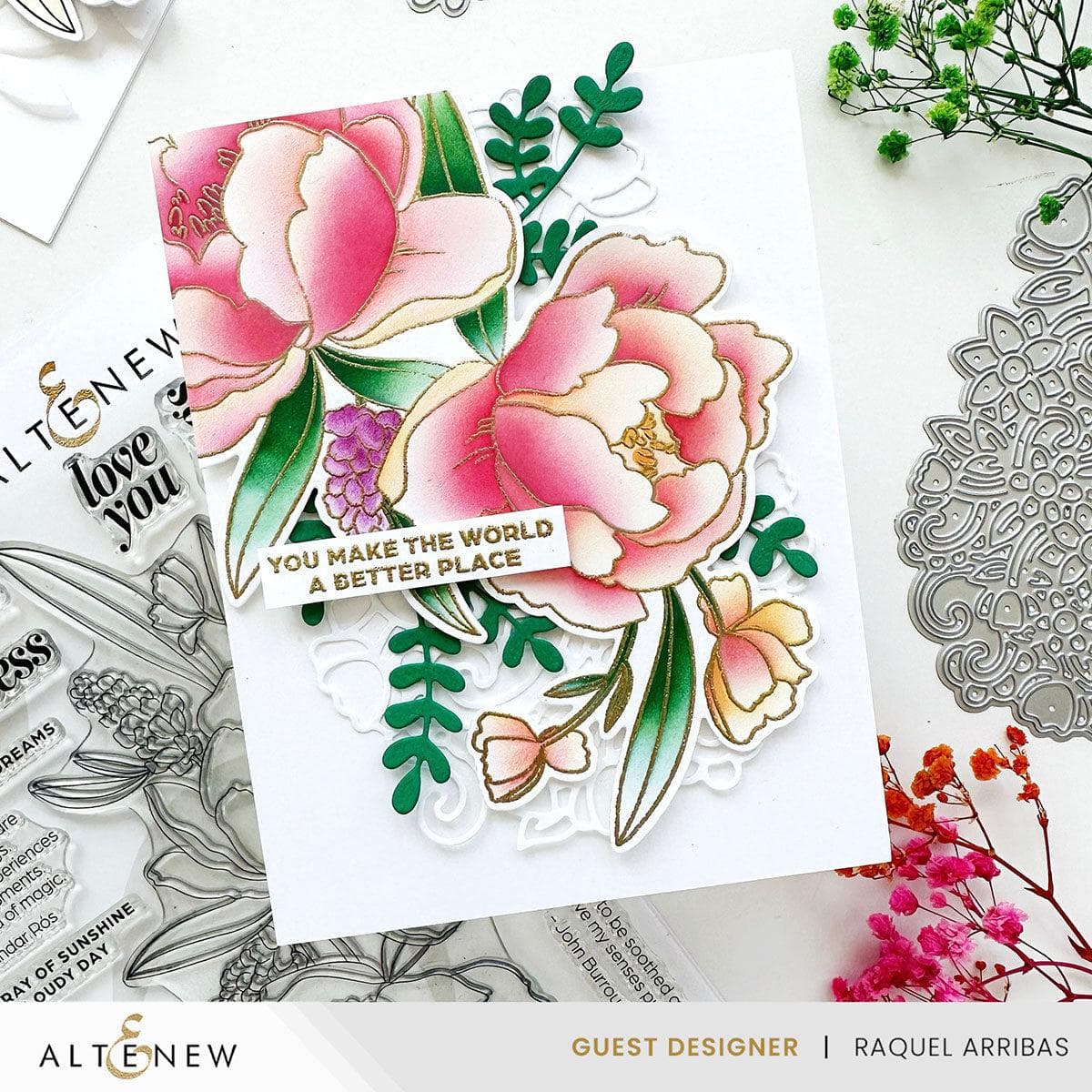 Peony & Lilac Swag Stamp & Die & Stencil Bundle | Altenew