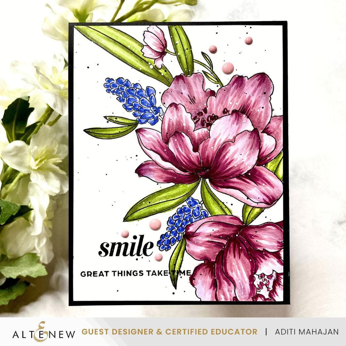 Peony & Lilac Swag Stamp & Die & Stencil Bundle | Altenew