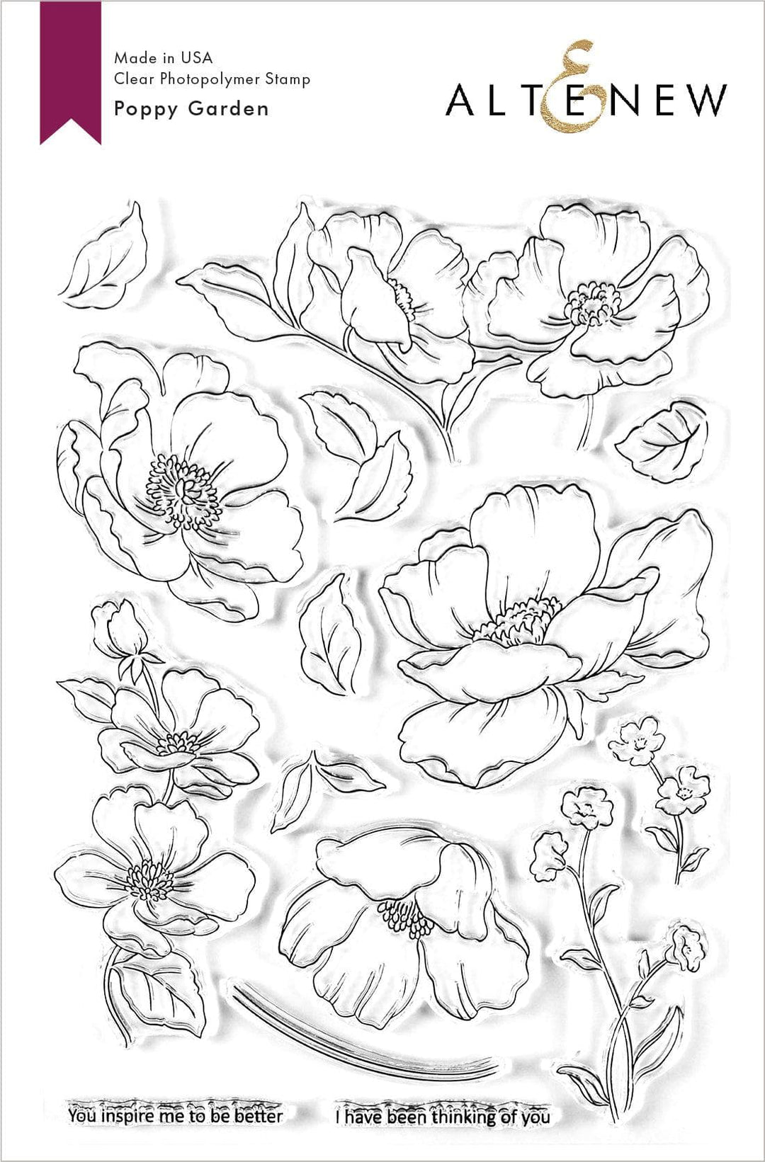 Altenew Stamp & Die & Stencil Bundle Poppy Garden Stamp & Die & Mask Stencil Bundle