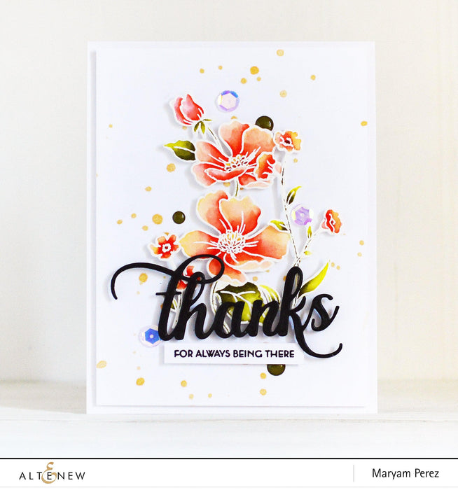 Altenew Stamp & Die & Stencil Bundle Poppy Garden Stamp & Die & Mask Stencil Bundle