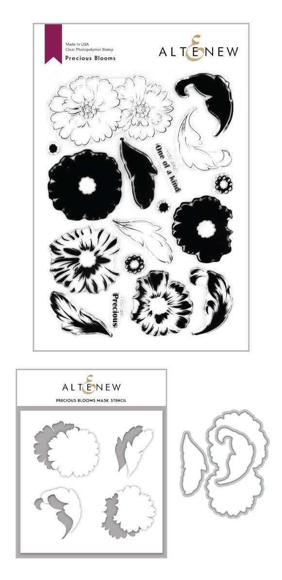 Altenew Stamp & Die & Stencil Bundle Precious Blooms Stamp & Die & Mask Stencil Bundle