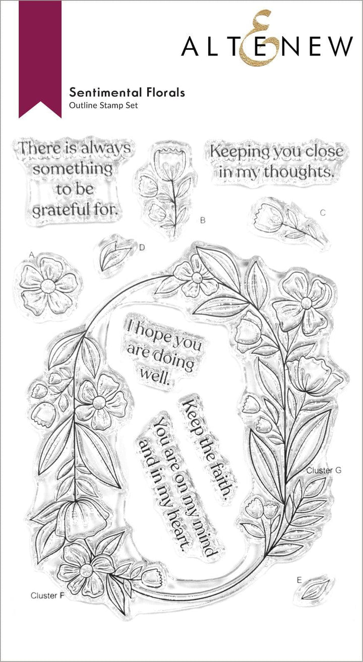 Altenew Stamp & Die & Stencil Bundle Sentimental Florals Stamp & Die & Stencil Bundle