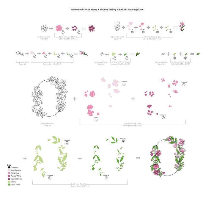 Altenew Stamp & Die & Stencil Bundle Sentimental Florals Stamp & Die & Stencil Bundle