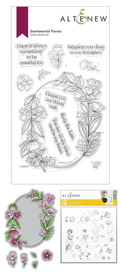 Altenew Stamp & Die & Stencil Bundle Sentimental Florals Stamp & Die & Stencil Bundle