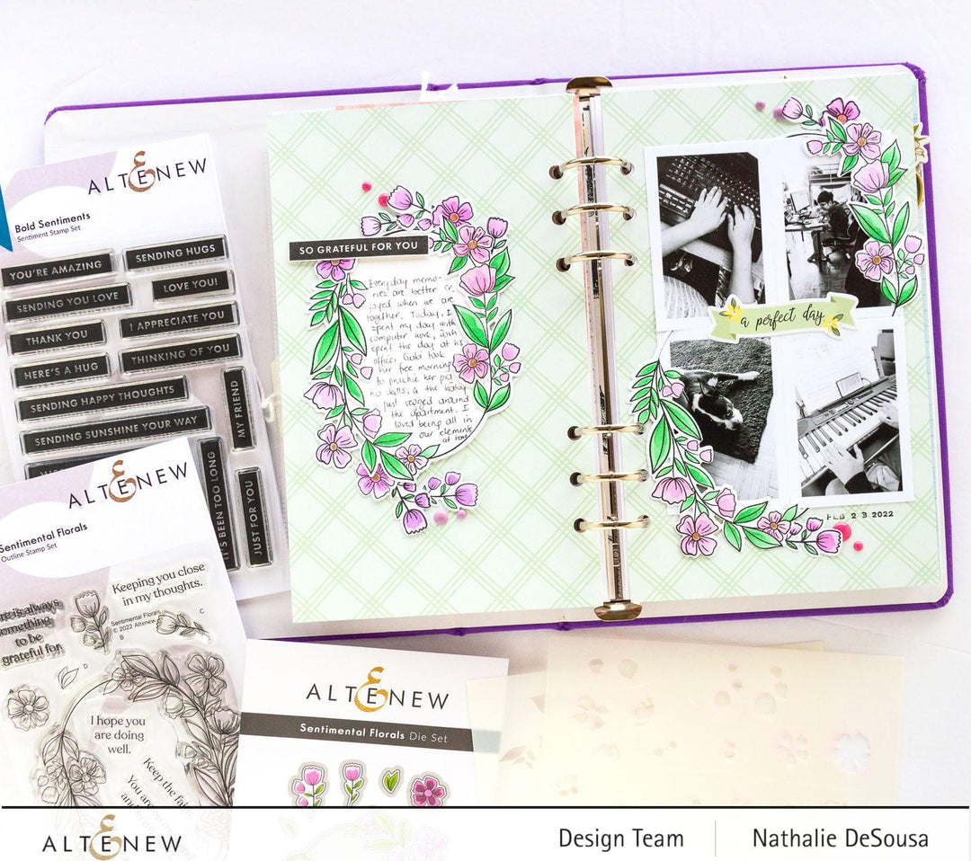 Altenew Stamp & Die & Stencil Bundle Sentimental Florals Stamp & Die & Stencil Bundle