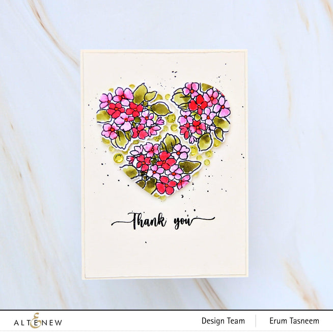 Altenew Stamp & Die & Stencil Bundle Tranquility Rose Stamp & Die & Coloring Stencil Bundle