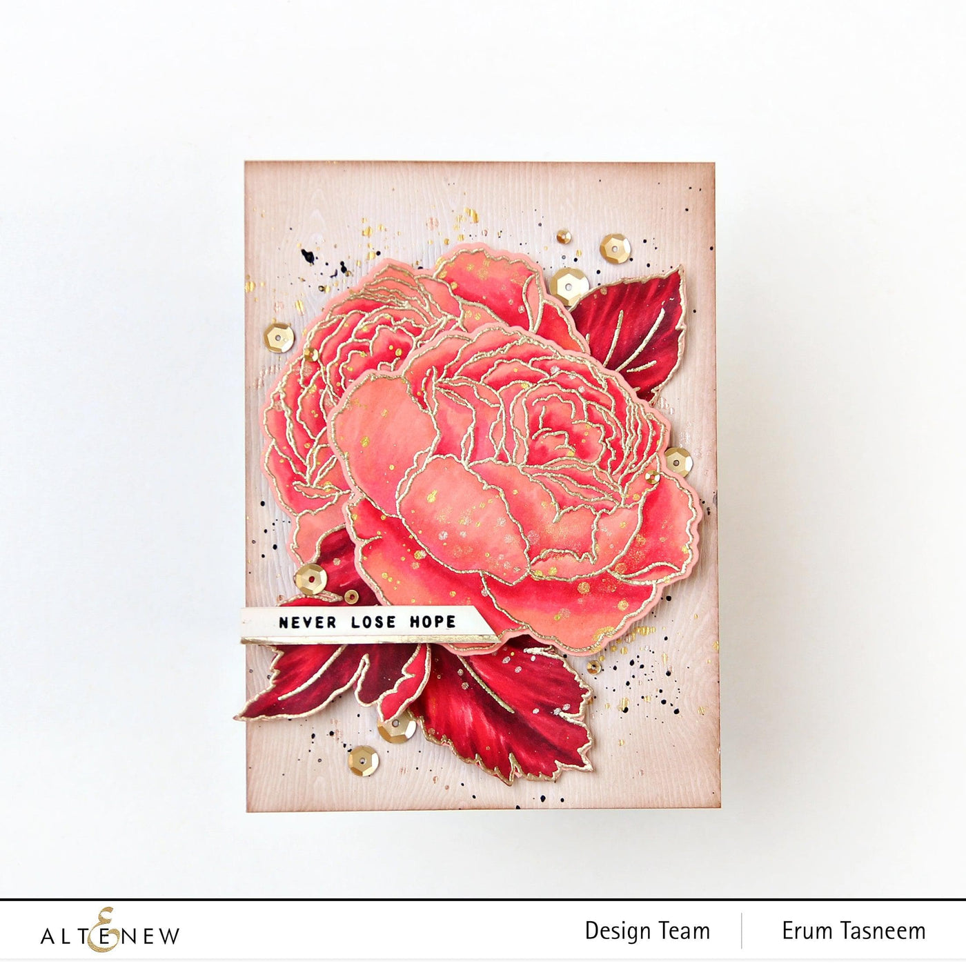 Altenew Stamp & Die & Stencil Bundle Tranquility Rose Stamp & Die & Coloring Stencil Bundle