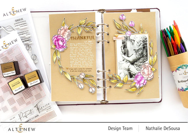 Altenew Stamp & Die & Stencil Bundle Tranquility Rose Stamp & Die & Coloring Stencil Bundle