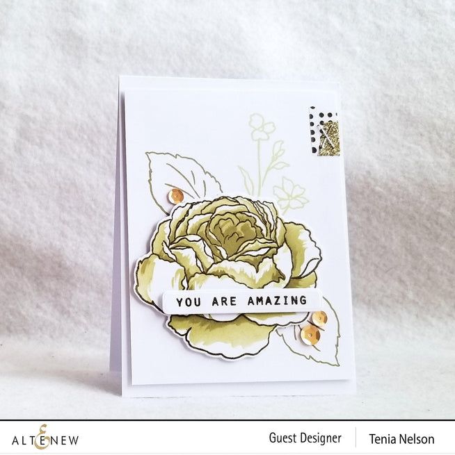 Altenew Stamp & Die & Stencil Bundle Tranquility Rose Stamp & Die & Coloring Stencil Bundle