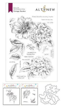 Altenew Stamp & Die & Stencil Bundle Vintage Garden Stamp & Die & Coloring Stencil Bundle