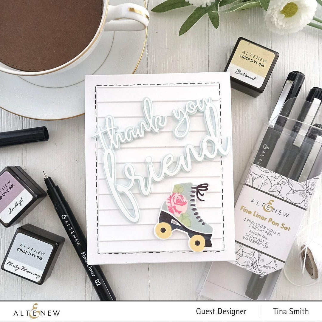 Altenew Vintage Vibes stamp, die, and stencil bundle with retro floral designs for crafting and card-making projects.