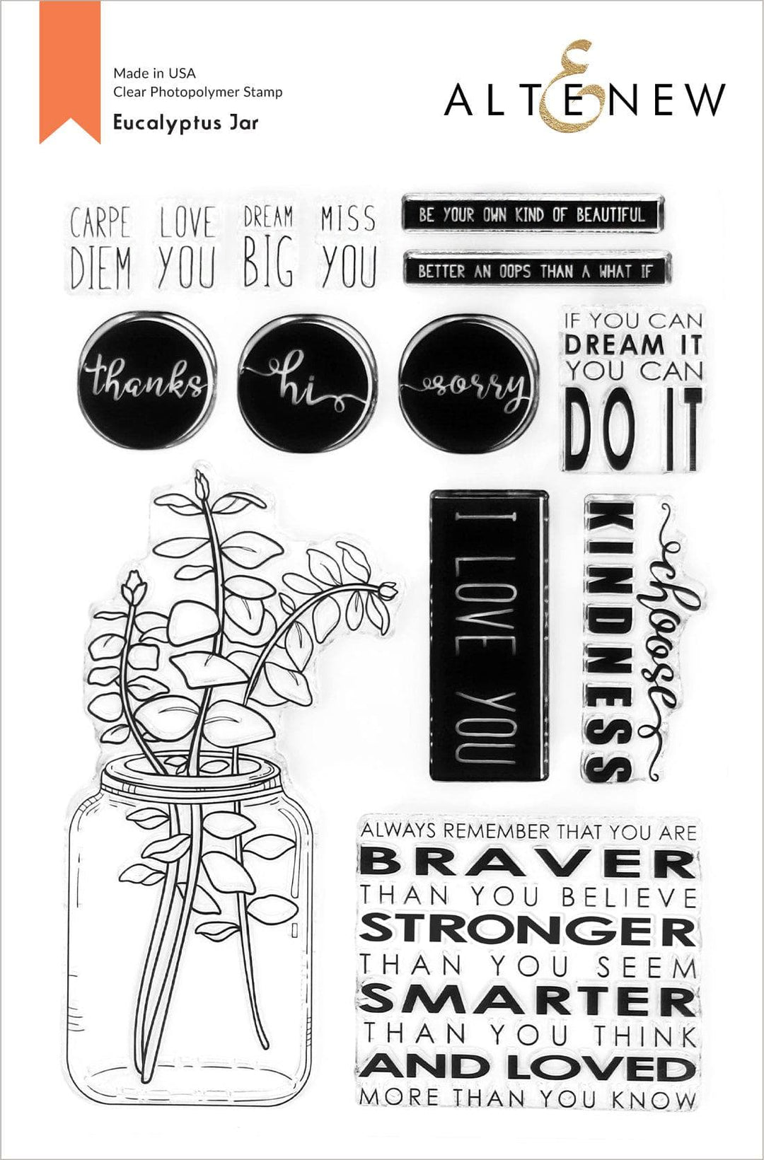 Altenew Stamp & Die & Stencil Bundle Eucalyptus Jar Stamp & Die & Mask Stencil Bundle