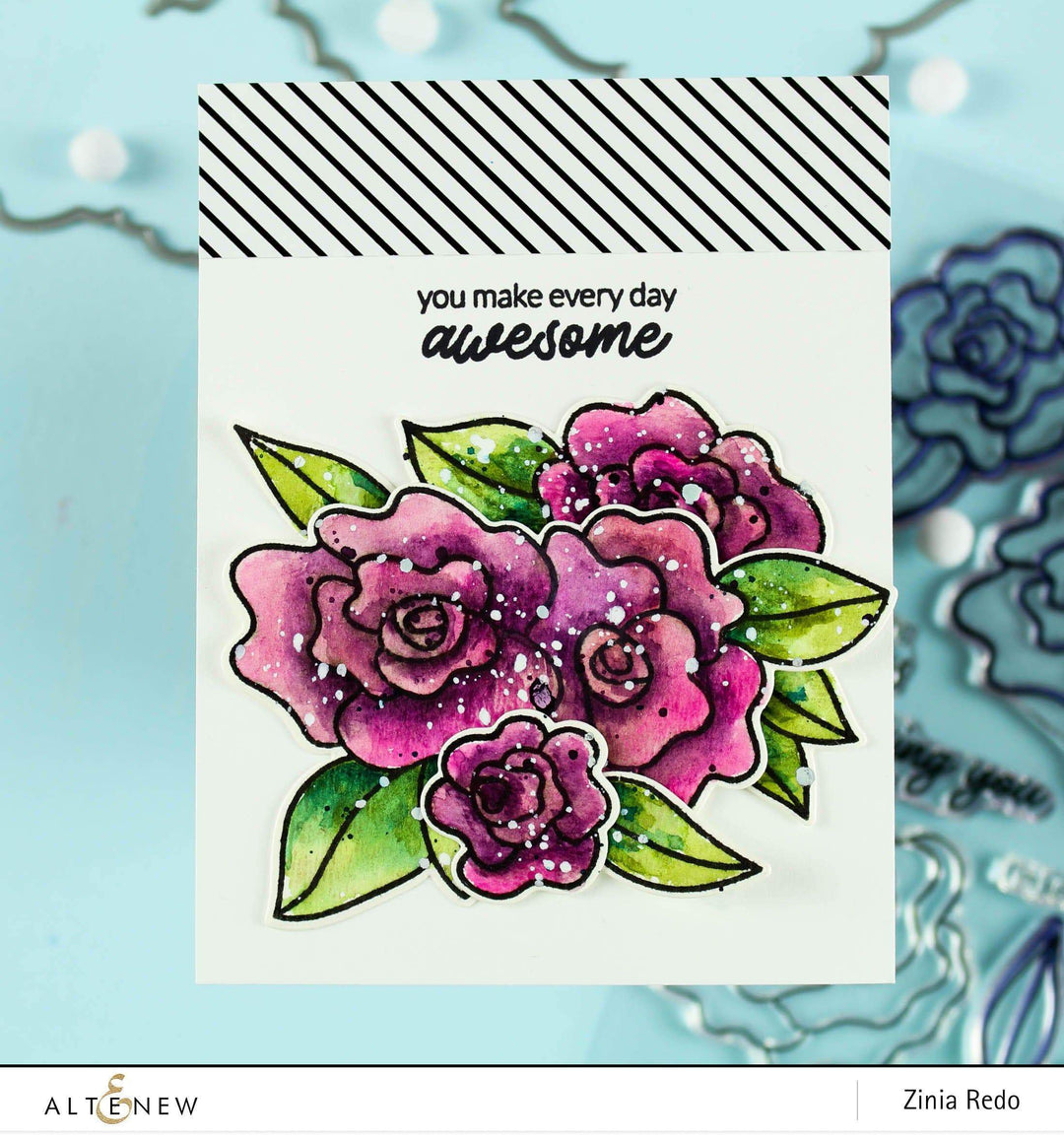 Altenew Stamp & Die & Stencil Bundle Wavy Roses Stamp & Die & Mask Stencil Bundle