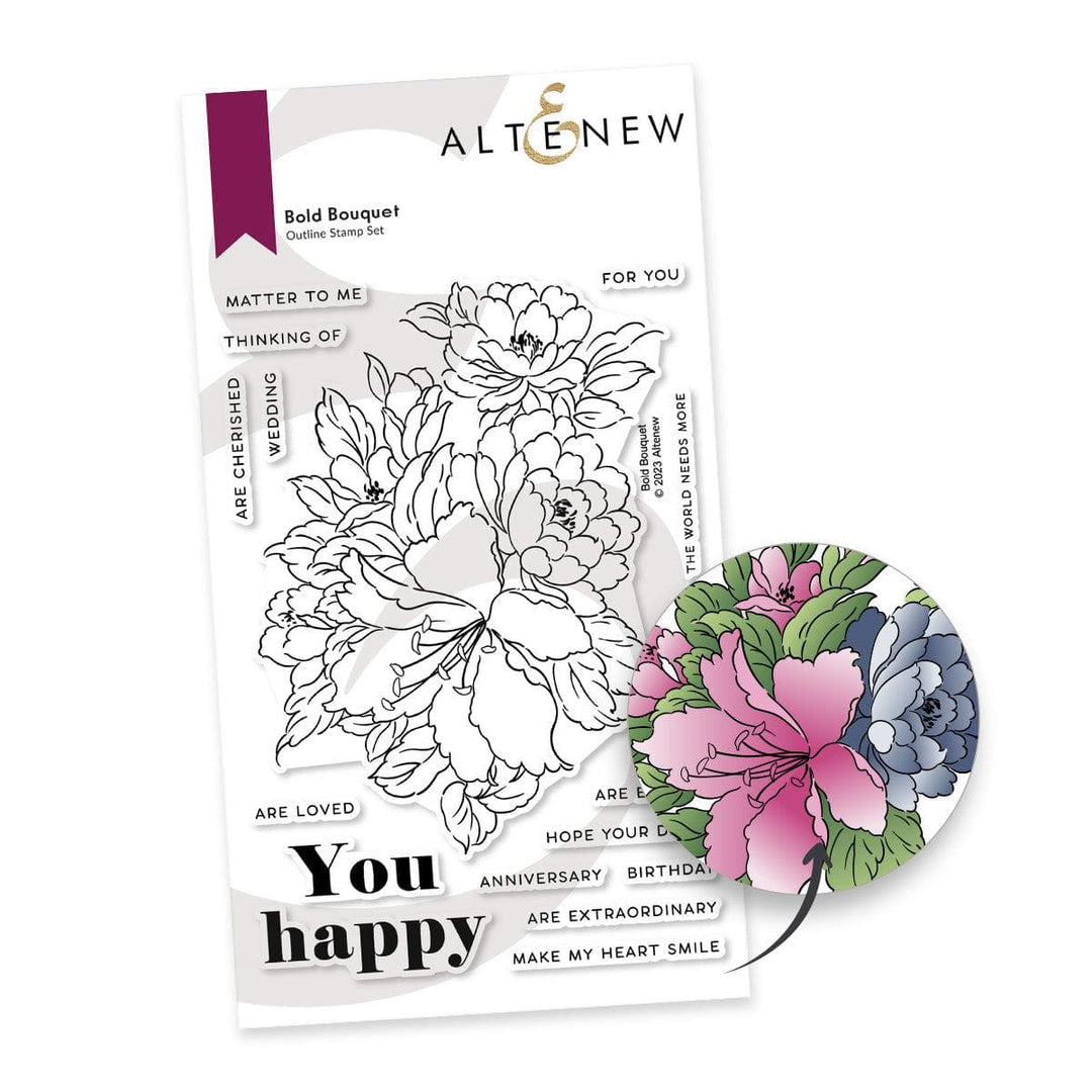 Altenew Stamp & Die & Stencil & Embossing Folder Bundle Bold Bouquet