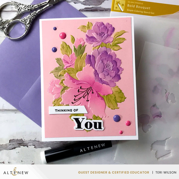 Altenew Stamp & Die & Stencil & Embossing Folder Bundle Bold Bouquet