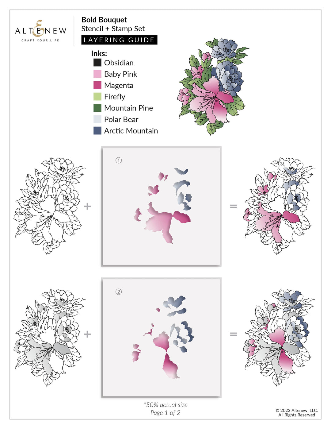 Altenew Stamp & Die & Stencil & Embossing Folder Bundle Bold Bouquet