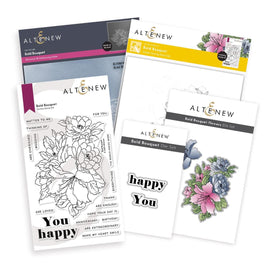 Altenew Stamp & Die & Stencil & Embossing Folder Bundle Bold Bouquet